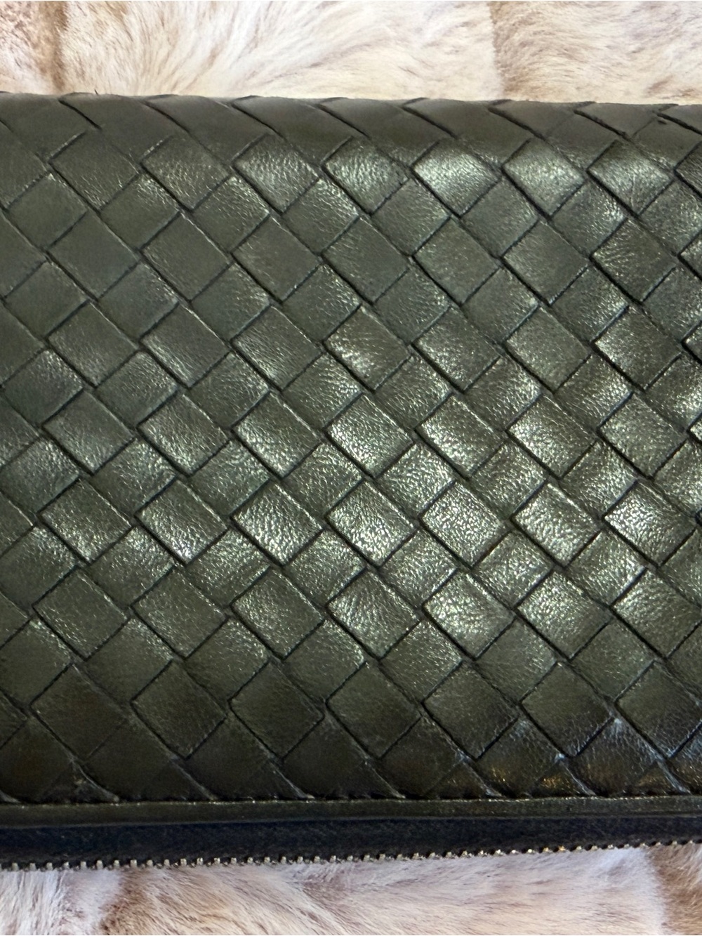 Bottega Veneta Brown Intrecciato Zip Wallet